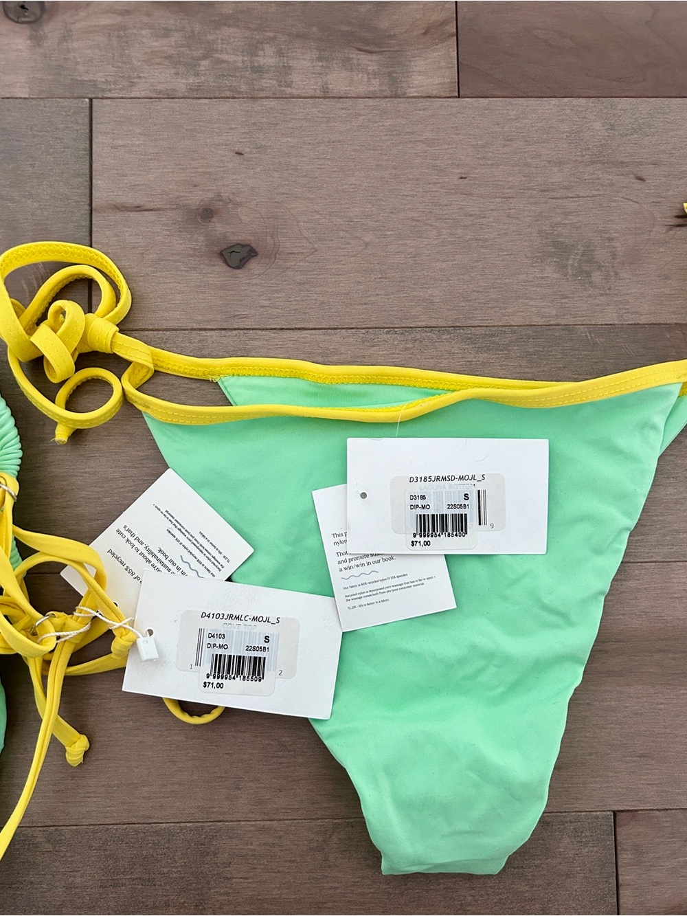 Dippin' Daisy's Mint Green Bikini with Yellow Trim - Picture 3 of 7